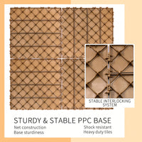 Outdoor Waterproof Plastic Interlocking Deck Tiles 11.8"X11.8" Pack Of 44 For Garden Poolside Patio Light Coffee Color