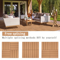 Outdoor Waterproof Plastic Interlocking Deck Tiles 11.8"X11.8" Pack Of 44 For Garden Poolside Patio Light Coffee Color