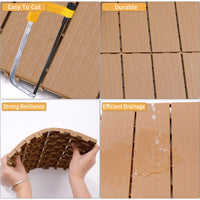 Outdoor Waterproof Plastic Interlocking Deck Tiles 11.8"X11.8" Pack Of 44 For Garden Poolside Patio Light Coffee Color