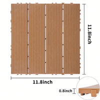 Outdoor Waterproof Plastic Interlocking Deck Tiles 11.8"X11.8" Pack Of 44 For Garden Poolside Patio Light Coffee Color