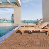 Outdoor Waterproof Plastic Interlocking Deck Tiles 11.8"X11.8" Pack Of 44 For Garden Poolside Patio Light Coffee Color