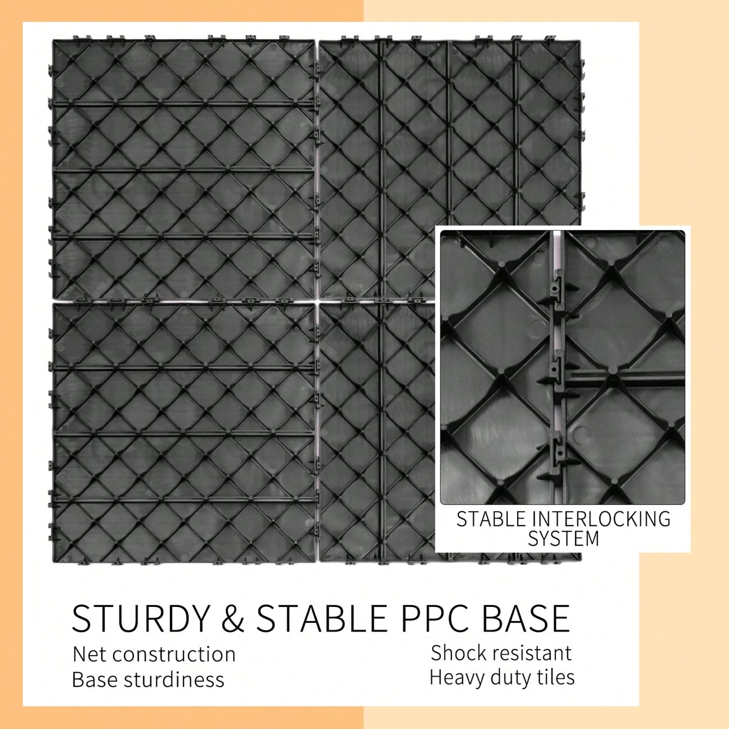 Outdoor Waterproof Plastic Interlocking Deck Tiles 11.8"X11.8" Pack Of 44 For Garden Poolside Patio Light Coffee Color