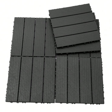 Outdoor Waterproof Plastic Interlocking Deck Tiles 11.8"X11.8" Pack Of 44 For Garden Poolside Patio Light Coffee Color