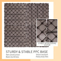 Outdoor Waterproof Plastic Interlocking Deck Tiles 11.8"X11.8" Pack Of 44 For Garden Poolside Patio Light Coffee Color