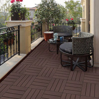 Outdoor Waterproof Plastic Interlocking Deck Tiles 11.8"X11.8" Pack Of 44 For Garden Poolside Patio Light Coffee Color