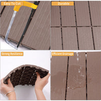 Outdoor Waterproof Plastic Interlocking Deck Tiles 11.8"X11.8" Pack Of 44 For Garden Poolside Patio Light Coffee Color