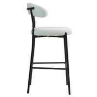 Counter Height Bar Stools With Teddy Fabric Cover And Black Powder Coated Base For Kitchen Island And Dining Room