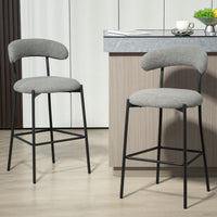 Counter Height Bar Stools With Teddy Fabric Cover And Black Powder Coated Base For Kitchen Island And Dining Room