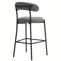 Counter Height Bar Stools With Teddy Fabric Cover And Black Powder Coated Base For Kitchen Island And Dining Room