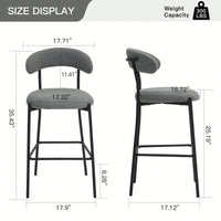 Counter Height Bar Stools With Teddy Fabric Cover And Black Powder Coated Base For Kitchen Island And Dining Room