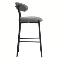 Counter Height Bar Stools With Teddy Fabric Cover And Black Powder Coated Base For Kitchen Island And Dining Room