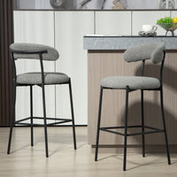 Counter Height Bar Stools With Teddy Fabric Cover And Black Powder Coated Base For Kitchen Island And Dining Room