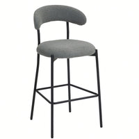 Counter Height Bar Stools With Teddy Fabric Cover And Black Powder Coated Base For Kitchen Island And Dining Room