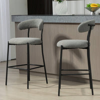 Counter Height Bar Stools With Teddy Fabric Cover And Black Powder Coated Base For Kitchen Island And Dining Room