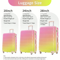 Expandable 3 Piece Gradient Blue Hardshell Luggage Set With Spinner Wheels And TSA Lock Lightweight 20 24 28 Inches