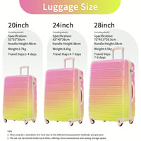 Expandable 3 Piece Gradient Blue Hardshell Luggage Set With Spinner Wheels And TSA Lock Lightweight 20 24 28 Inches