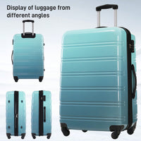 Expandable 3 Piece Gradient Blue Hardshell Luggage Set With Spinner Wheels And TSA Lock Lightweight 20 24 28 Inches