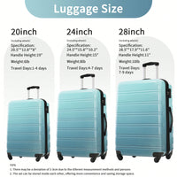 Expandable 3 Piece Gradient Blue Hardshell Luggage Set With Spinner Wheels And TSA Lock Lightweight 20 24 28 Inches