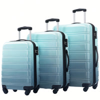 Expandable 3 Piece Gradient Blue Hardshell Luggage Set With Spinner Wheels And TSA Lock Lightweight 20 24 28 Inches