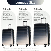 Expandable 3 Piece Gradient Blue Hardshell Luggage Set With Spinner Wheels And TSA Lock Lightweight 20 24 28 Inches