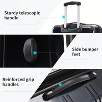 Expandable 3 Piece Gradient Blue Hardshell Luggage Set With Spinner Wheels And TSA Lock Lightweight 20 24 28 Inches
