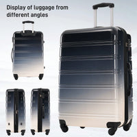 Expandable 3 Piece Gradient Blue Hardshell Luggage Set With Spinner Wheels And TSA Lock Lightweight 20 24 28 Inches