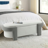 Versatile Beige Storage Ottoman Bench For Living Room And Bedroom - Spacious Durable Design