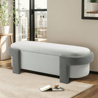 Versatile Beige Storage Ottoman Bench For Living Room And Bedroom - Spacious Durable Design