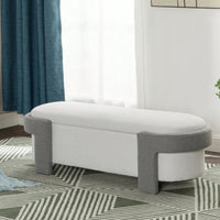 Versatile Beige Storage Ottoman Bench For Living Room And Bedroom - Spacious Durable Design