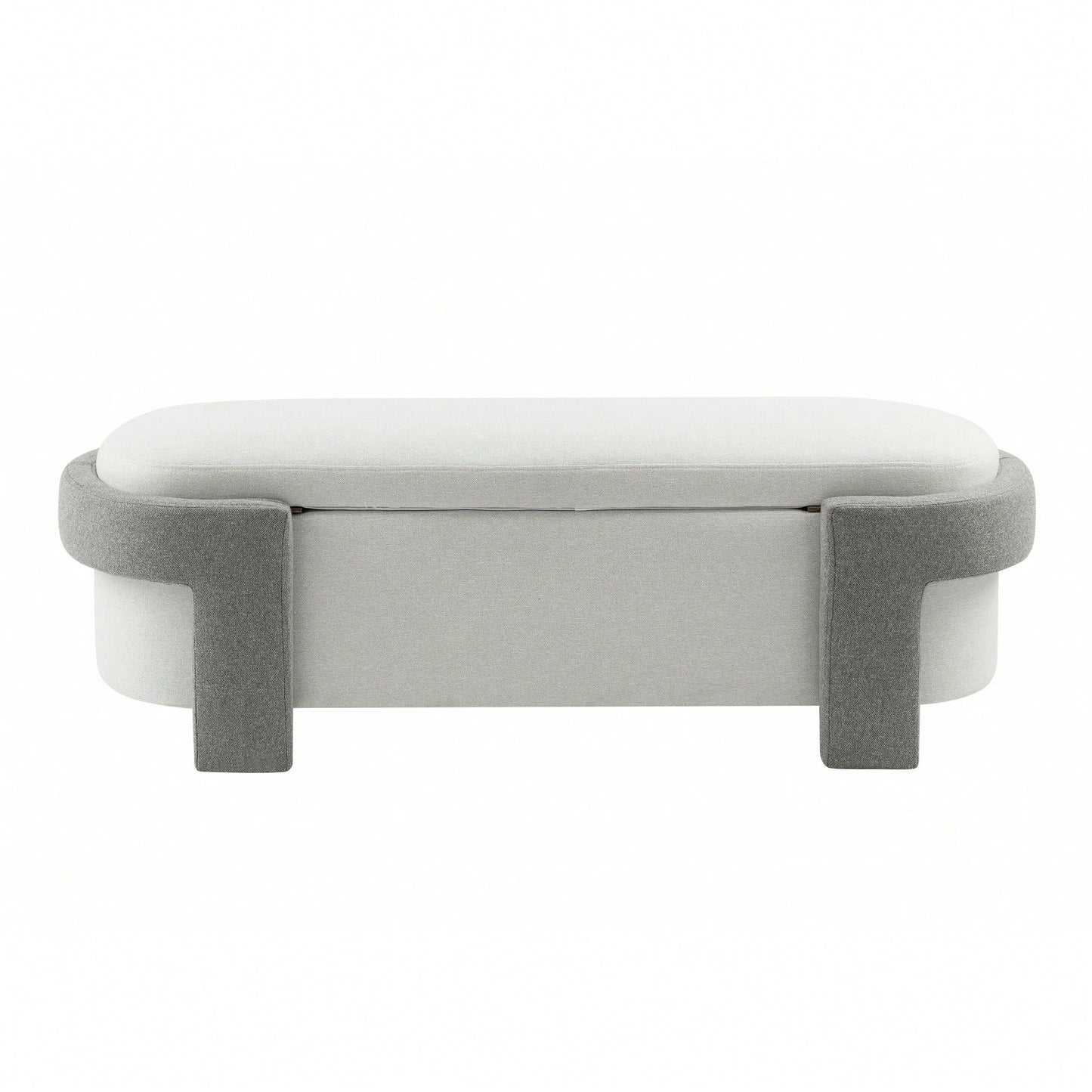 Versatile Beige Storage Ottoman Bench For Living Room And Bedroom - Spacious Durable Design