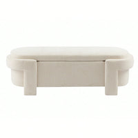 Versatile Beige Storage Ottoman Bench For Living Room And Bedroom - Spacious Durable Design