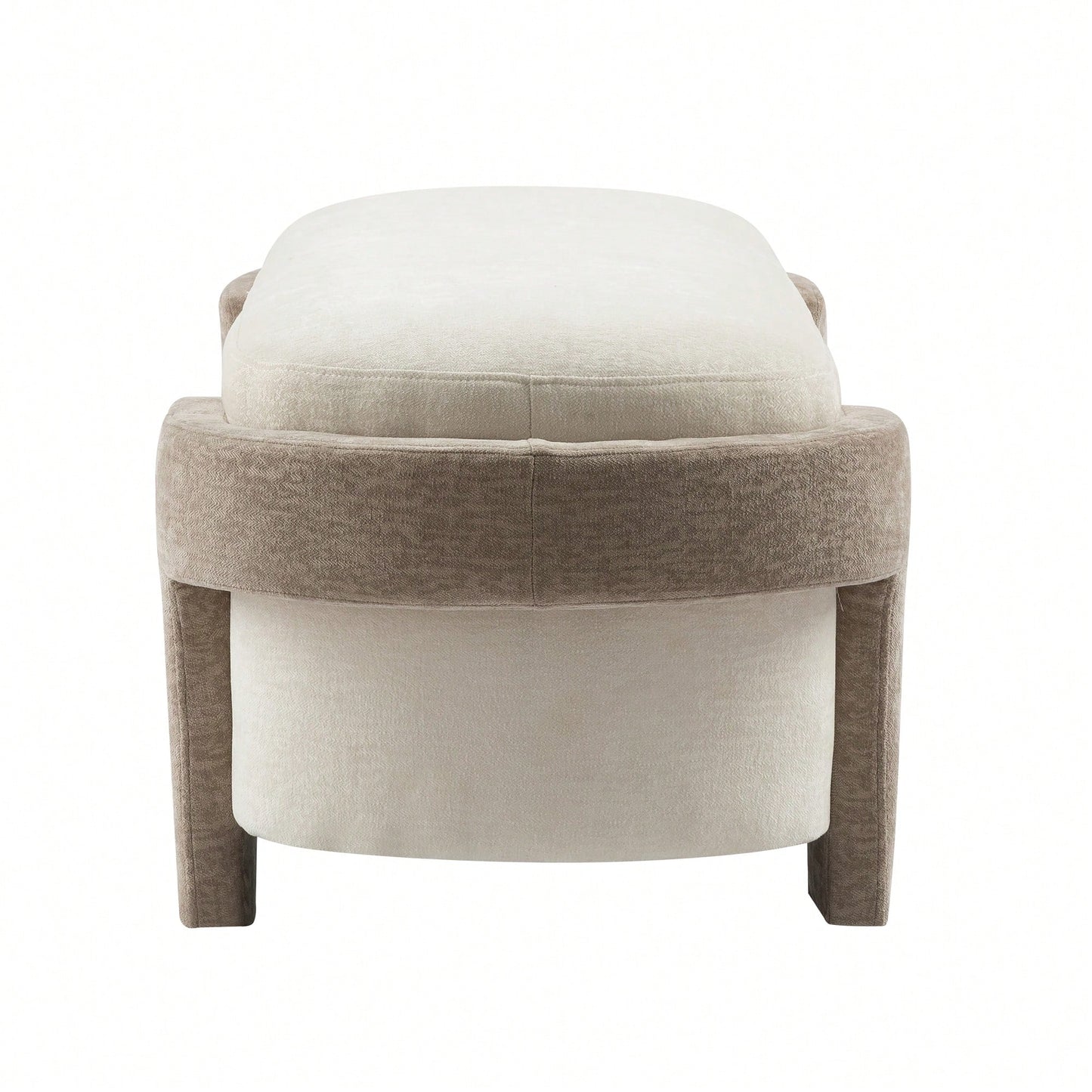 Versatile Beige Storage Ottoman Bench For Living Room And Bedroom - Spacious Durable Design