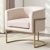 Curved Backrest Upholstered Velvet Chair With Gold Metal Bracket For Medieval Living Room Office Tea Room Lounge