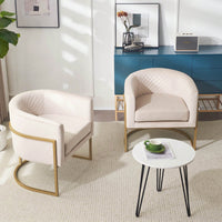 Curved Backrest Upholstered Velvet Chair With Gold Metal Bracket For Medieval Living Room Office Tea Room Lounge