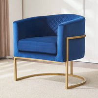 Curved Backrest Upholstered Velvet Chair With Gold Metal Bracket For Medieval Living Room Office Tea Room Lounge
