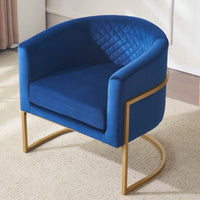 Curved Backrest Upholstered Velvet Chair With Gold Metal Bracket For Medieval Living Room Office Tea Room Lounge