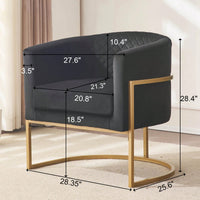 Curved Backrest Upholstered Velvet Chair With Gold Metal Bracket For Medieval Living Room Office Tea Room Lounge