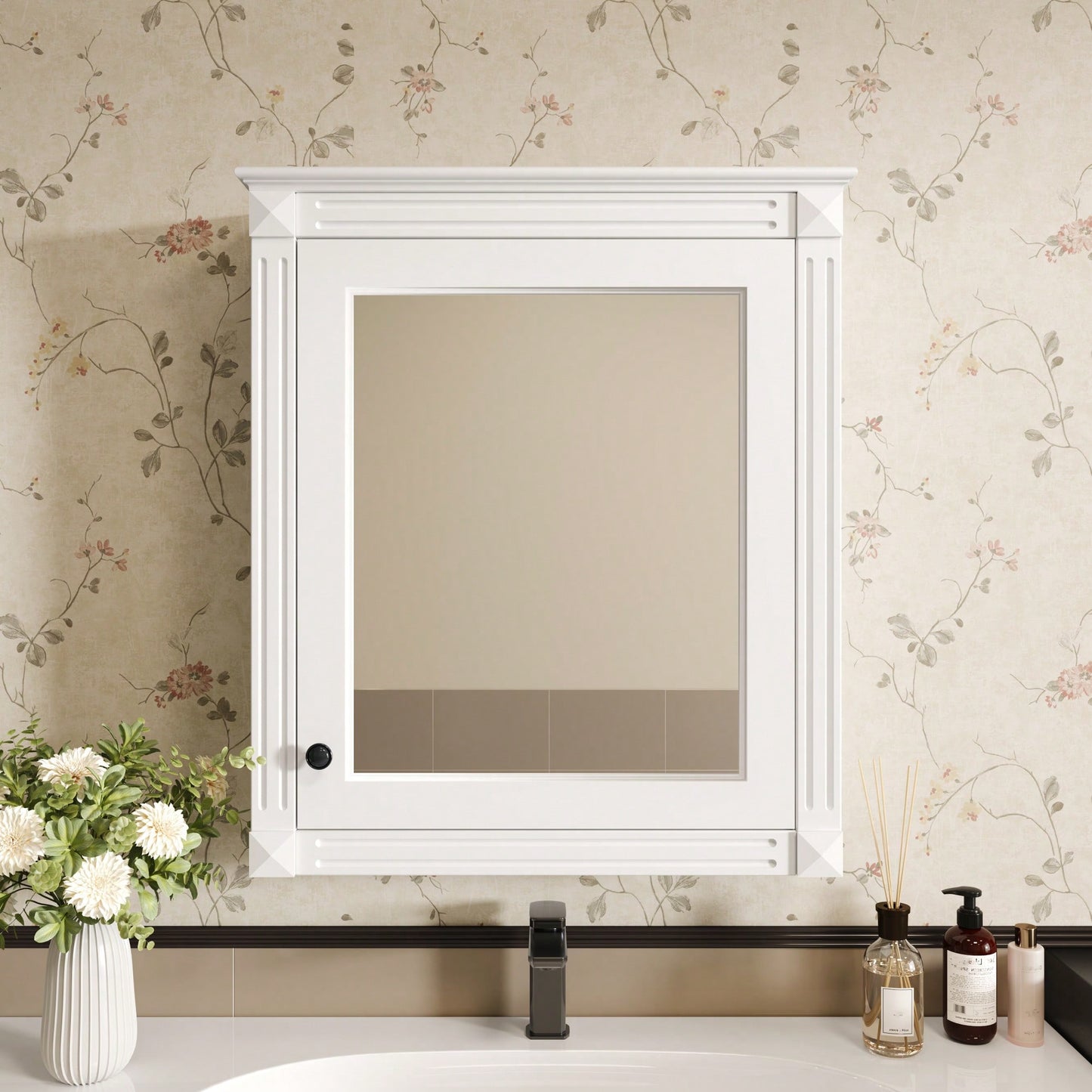 Wall Mounted Bathroom Storage Cabinet With Mirror Adjustable Shelf Over The Toilet Space Saver