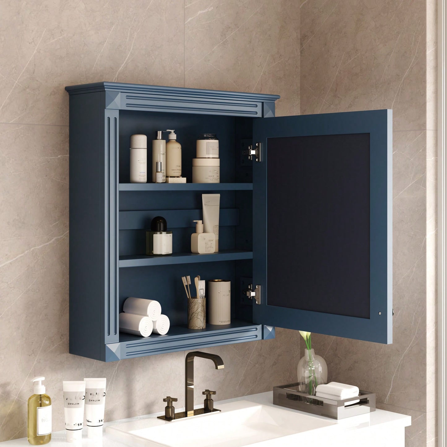 Wall Mounted Bathroom Storage Cabinet With Mirror Adjustable Shelf Over The Toilet Space Saver