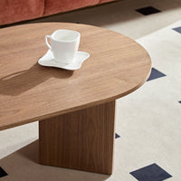 39.37 Inch Oval Coffee Table For Living Room Small Modern MDF Design With Sturdy Pedestal Black Finish Ideal For Apartment And Bedroom