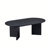 39.37 Inch Oval Coffee Table For Living Room Small Modern MDF Design With Sturdy Pedestal Black Finish Ideal For Apartment And Bedroom