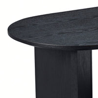 39.37 Inch Oval Coffee Table For Living Room Small Modern MDF Design With Sturdy Pedestal Black Finish Ideal For Apartment And Bedroom