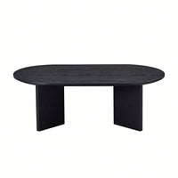 39.37 Inch Oval Coffee Table For Living Room Small Modern MDF Design With Sturdy Pedestal Black Finish Ideal For Apartment And Bedroom