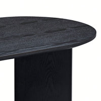 39.37 Inch Oval Coffee Table For Living Room Small Modern MDF Design With Sturdy Pedestal Black Finish Ideal For Apartment And Bedroom