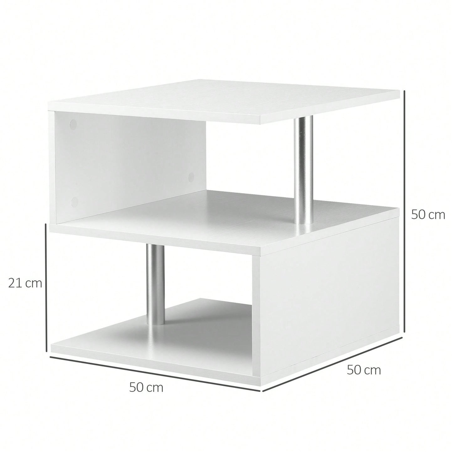 Modern Black Coffee Table With S-Shaped Design And 3-Tier Open Storage Shelf For Living Room And Home Office