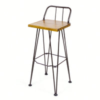 Set Of 2, Industrial Style Wood And Metal Barstool For Modern Spaces