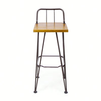 Set Of 2, Industrial Style Wood And Metal Barstool For Modern Spaces