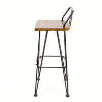 Set Of 2, Industrial Style Wood And Metal Barstool For Modern Spaces