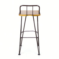 Set Of 2, Industrial Style Wood And Metal Barstool For Modern Spaces