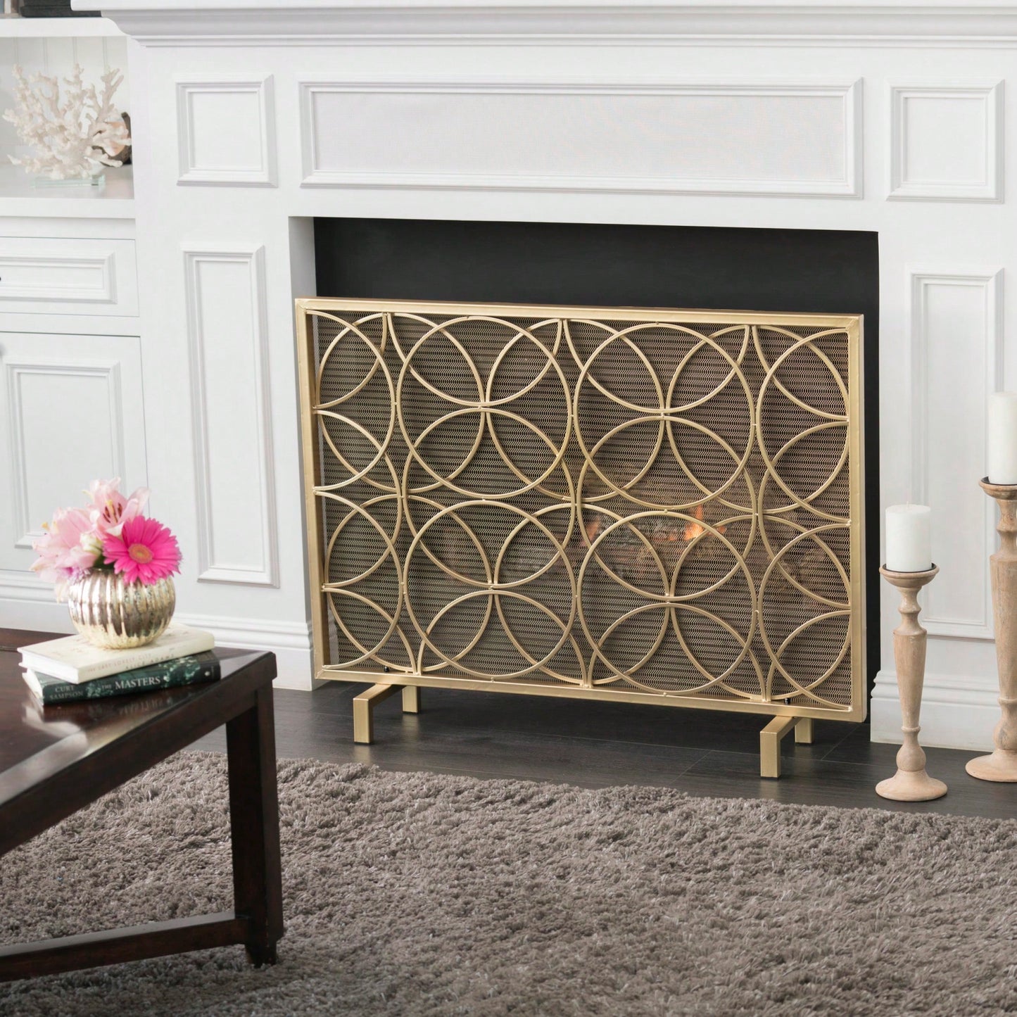 Elegant Fire Screen For Home Decor And Safety - Durable Metal Design With Stylish Finish